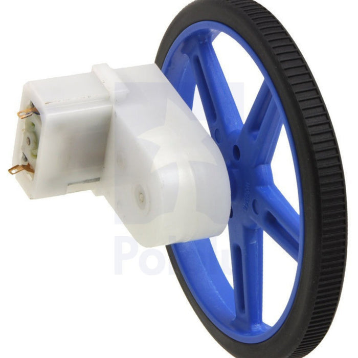 120:1 Mini Plastic Gearmotor, 90º 3mm D-Shaft Output