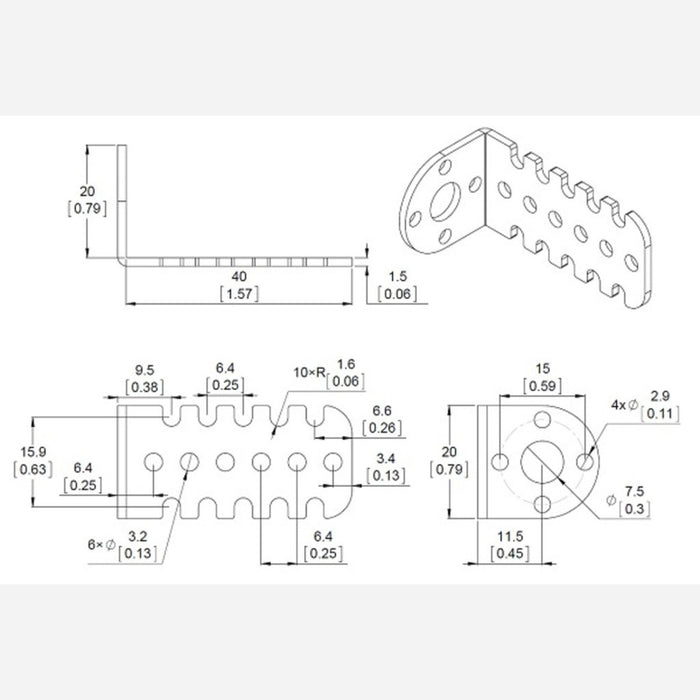 Pololu 20D mm Metal Gearmotor Bracket Pair