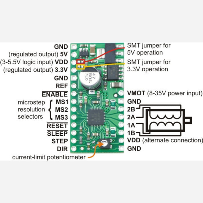 A4988 Stepper Motor Driver Carrier with Voltage Regulators