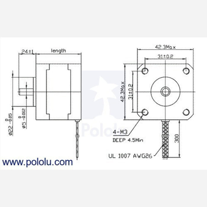 Stepper Motor: Unipolar/Bipolar, 200 Steps/Rev, 42x48mm, 4V, 1.2 A/Phase