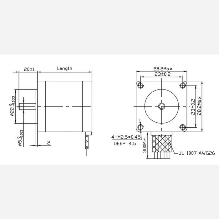 Stepper Motor: Bipolar, 200 Steps/Rev, 28x32mm, 3.8V, 0.67 A/Phase