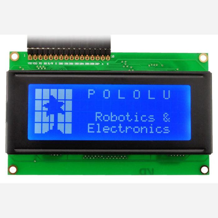 20x4 Character LCD with LED Backlight (Parallel Interface), White on Blue