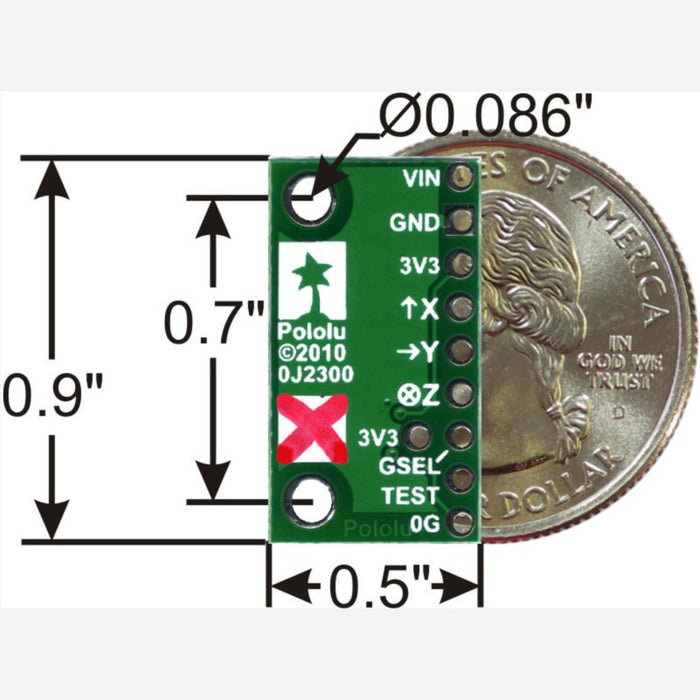 MMA7361LC 3-Axis Accelerometer ±1.5/6g with Voltage Regulator