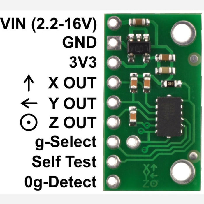 MMA7361LC 3-Axis Accelerometer ±1.5/6g with Voltage Regulator