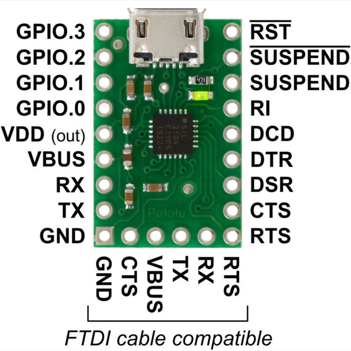 CP2104 USB-to-Serial Adapter Carrier