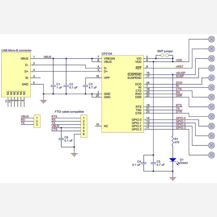 CP2104 USB-to-Serial Adapter Carrier