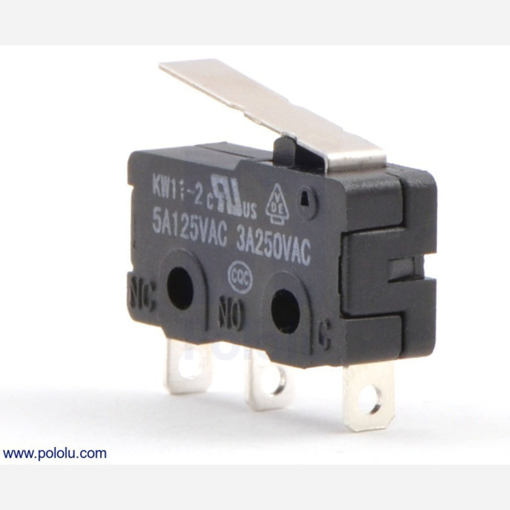 Snap-Action Switch with 16.7mm Lever: 3-Pin, SPDT, 5A