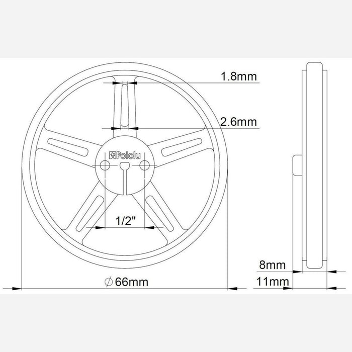 Pololu Wheel 70x8mm Pair - Black