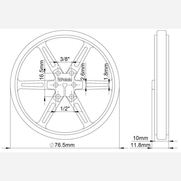 Pololu Wheel 80x10mm Pair - Black