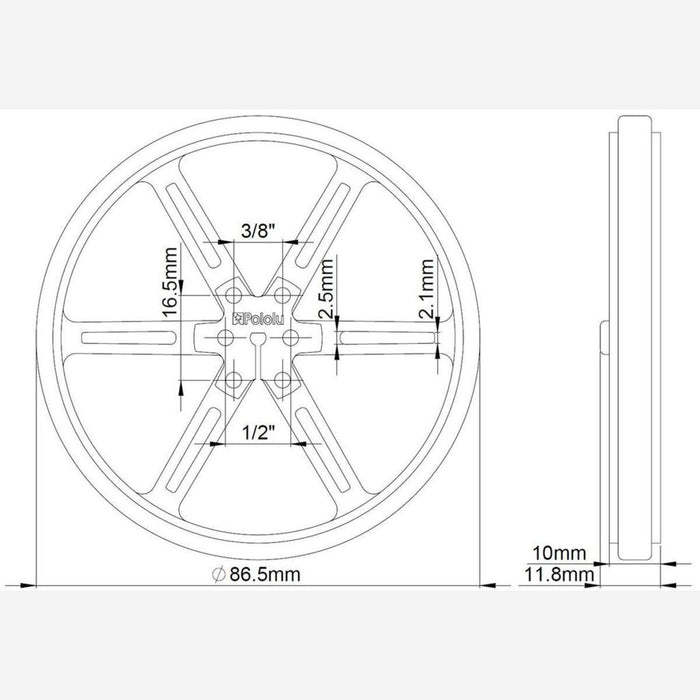 Pololu Wheel 90x10mm Pair - Black