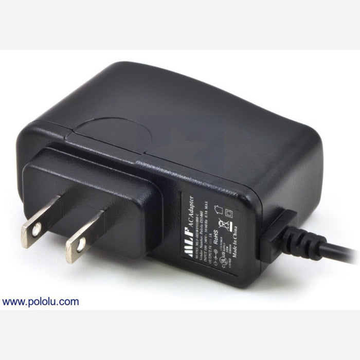 Wall Power Adapter: 5VDC, 1A, 5.5x2.1mm Barrel Jack, Center-Positive