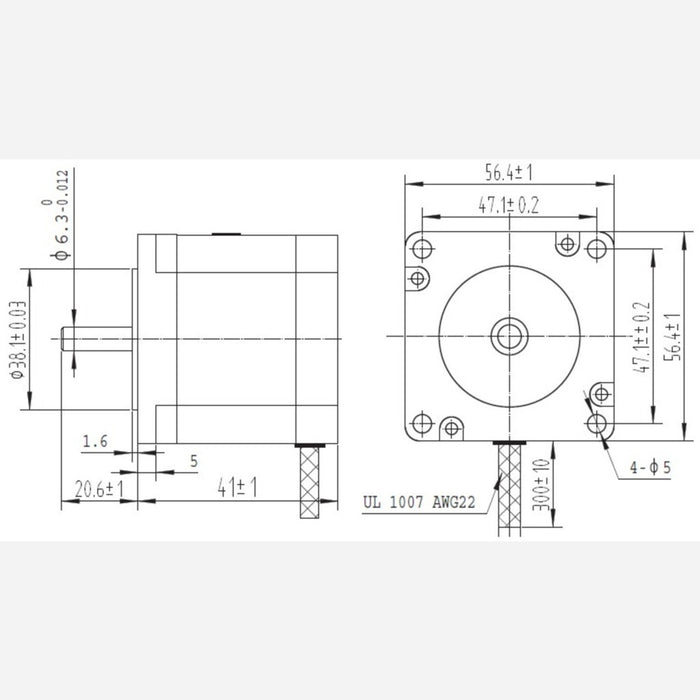 Stepper Motor: Unipolar/Bipolar, 200 Steps/Rev, 57x41mm, 5.7V, 1 A/Phase