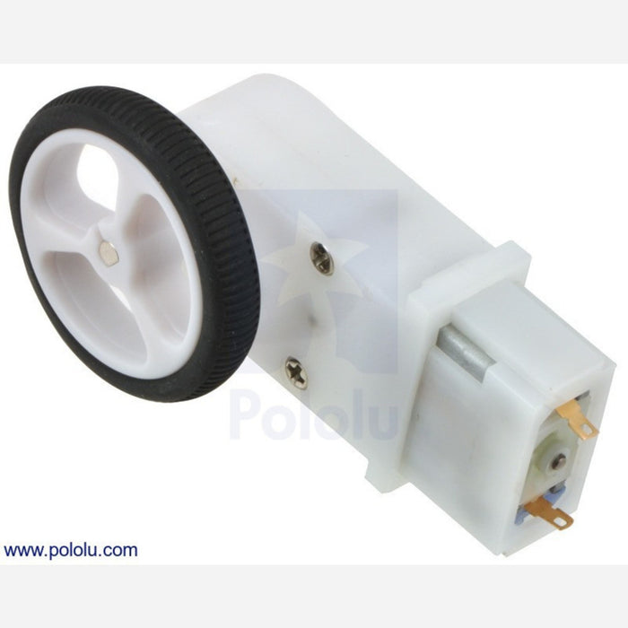 120:1 Mini Plastic Gearmotor, Offset 3mm D-Shaft Output, Extended Motor Shaft