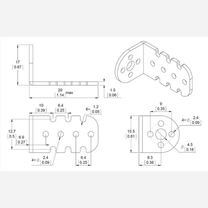 Pololu 15.5D mm Metal Gearmotor Bracket Pair