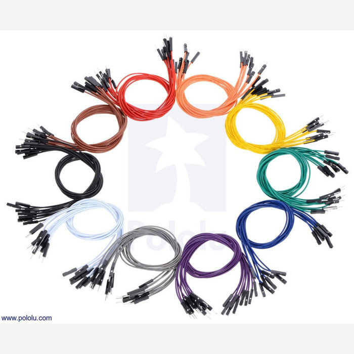 Premium Jumper Wire 50-Piece Rainbow Assortment M-F 6"