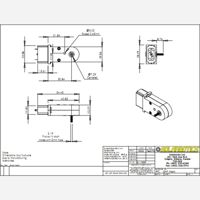 Solarbotics GM7 120:1 Mini Gear Motor 90 deg. Output