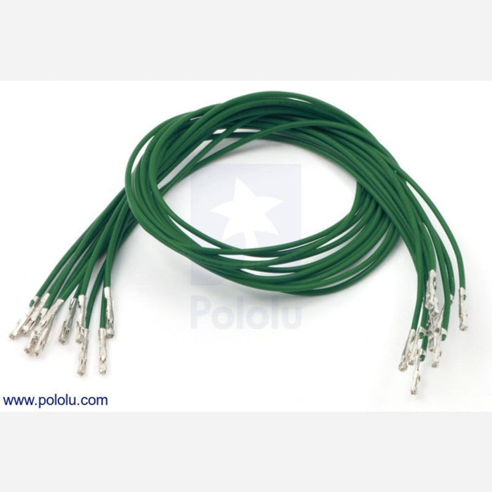 Wires with Pre-crimped Terminals 10-Pack F-F 12" Green