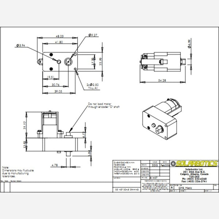 Solarbotics GM8 143:1 Gear Motor Offset Output