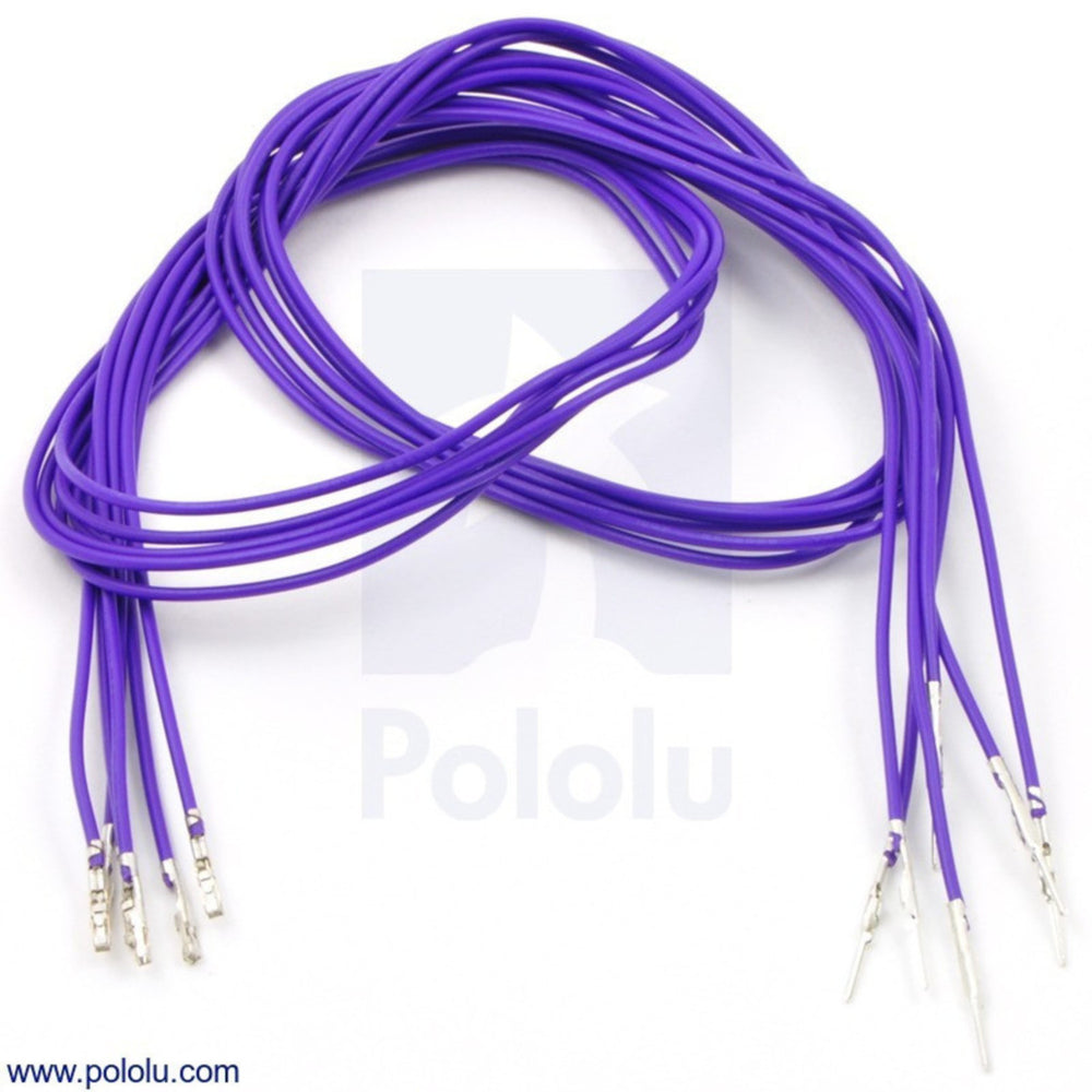 Wires with Pre-crimped Terminals 5-Pack M-F 24" Purple