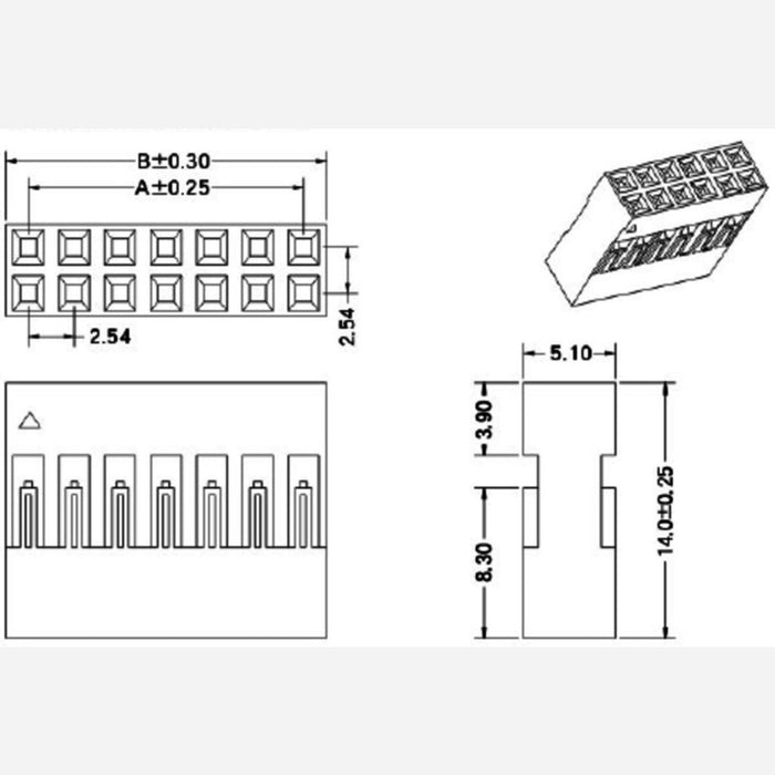 0.1" (2.54mm) Crimp Connector Housing: 2x13-Pin 5-Pack