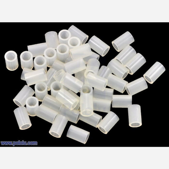 Nylon Spacer: 6mm Length, 4mm OD, 2.7mm ID (50-Pack)