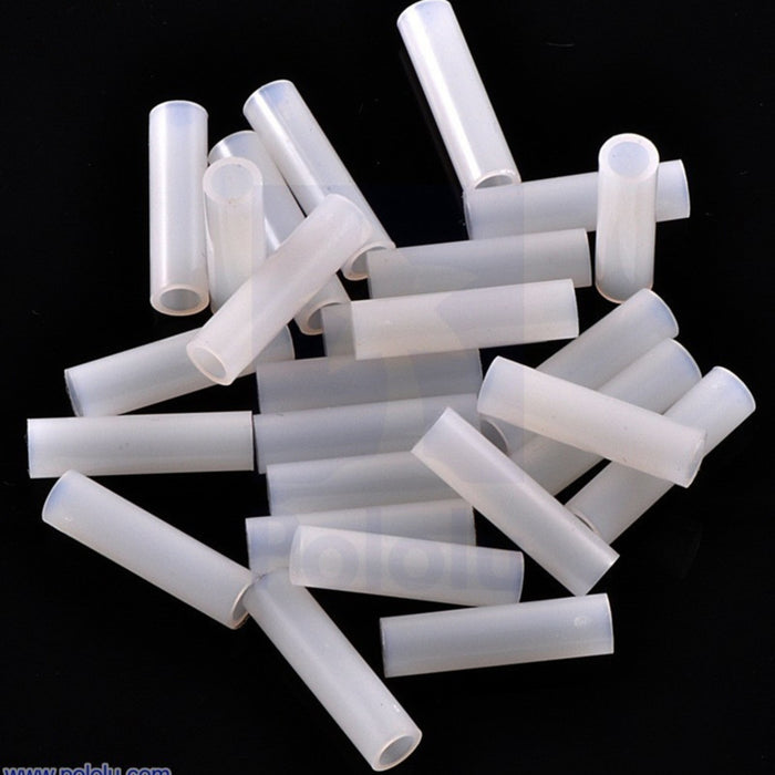 Nylon Spacer: 15mm Length, 4mm OD, 2.7mm ID (25-Pack)