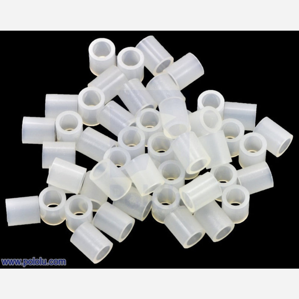 Nylon Spacer: 6mm Length, 5mm OD, 3.3mm ID (50-Pack)