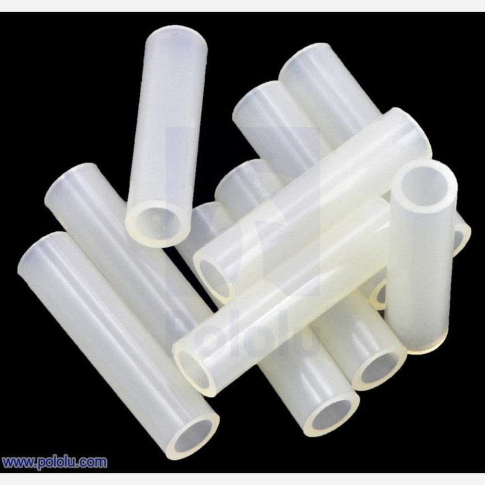 Nylon Spacer: 20mm Length, 5mm OD, 3.3mm ID (10-Pack)