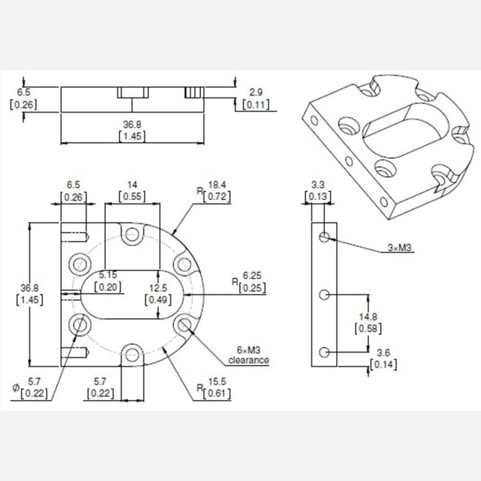 Pololu Machined Aluminum Bracket for 37D mm Metal Gearmotors