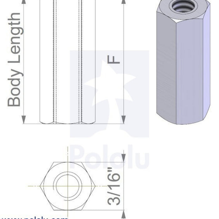 Aluminum Standoff: 1/8" Length, 2-56 Thread, F-F (4-Pack)