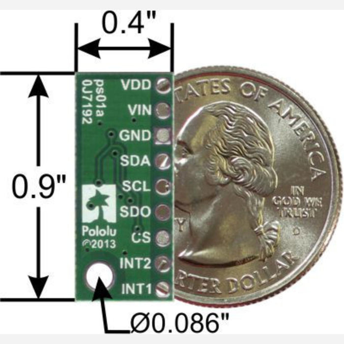 LPS331AP Pressure/Altitude Sensor Carrier with Voltage Regulator