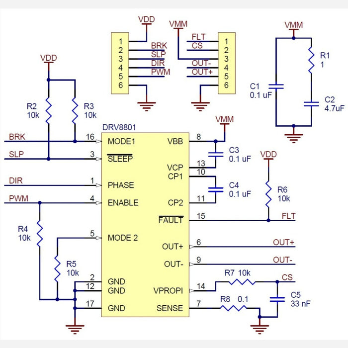 DRV8801 Single Brushed DC Motor Driver Carrier