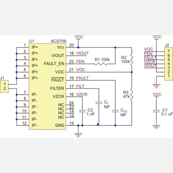 ACS709 Current Sensor Carrier -75A to +75A