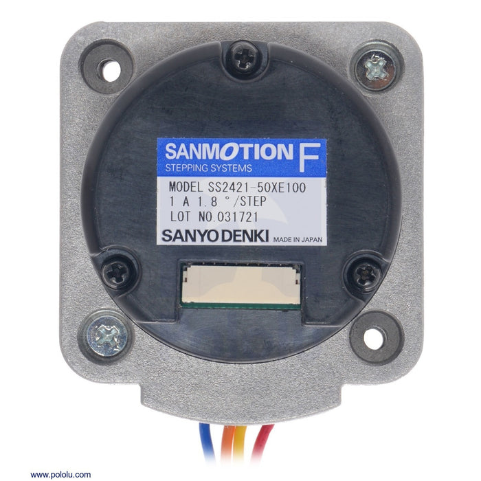 Sanyo Pancake Stepper Motor with Encoder: Bipolar, 200 Steps/Rev, 42x24.5mm, 3.5V, 1 A/Phase, 4000 CPR