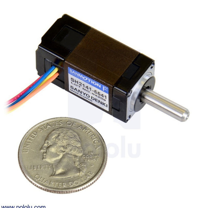 Sanyo Miniature Stepper Motor: Bipolar, 200 Steps/Rev, 14x30mm, 6.3V, 0.3 A/Phase