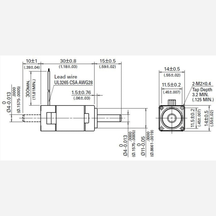 Sanyo Miniature Stepper Motor: Bipolar, 200 Steps/Rev, 14x30mm, 6.3V, 0.3 A/Phase