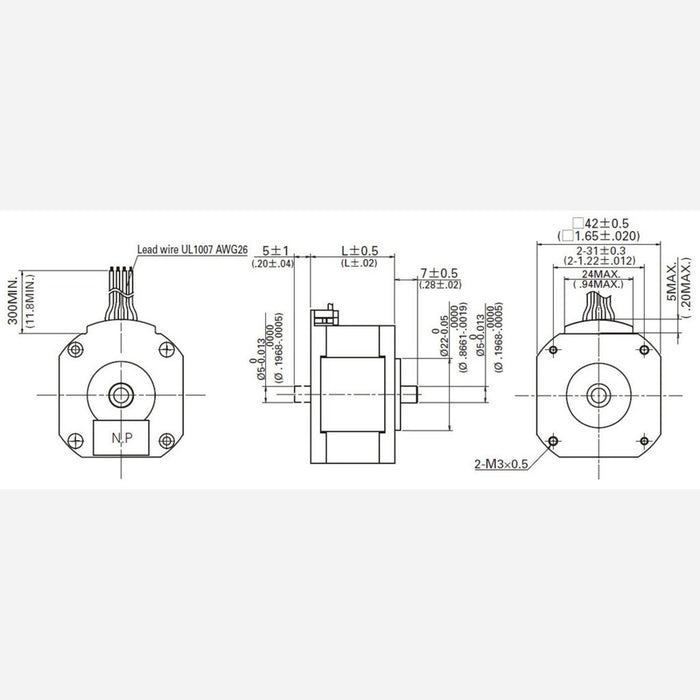 Sanyo Pancake Stepper Motor: Bipolar, 200 Steps/Rev, 42x18.6mm, 5.4V, 1 A/Phase