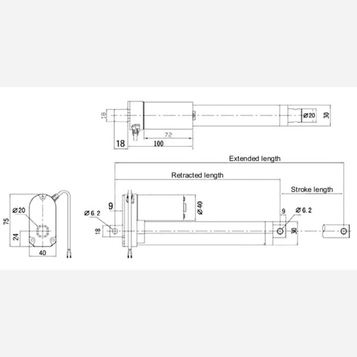 Generic Linear Actuator: 4" Stroke, 12V, 0.6"/s