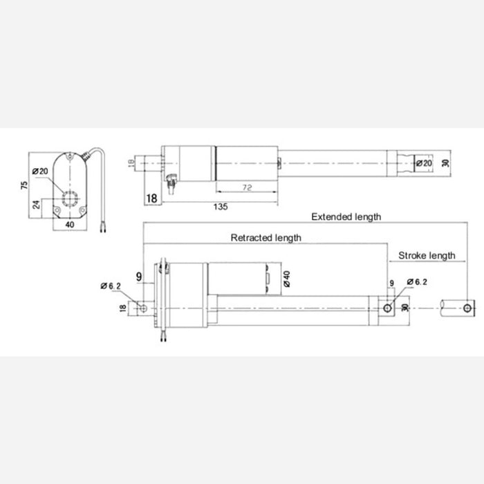 Generic Linear Actuator: 4" Stroke, 12V, 0.6"/s