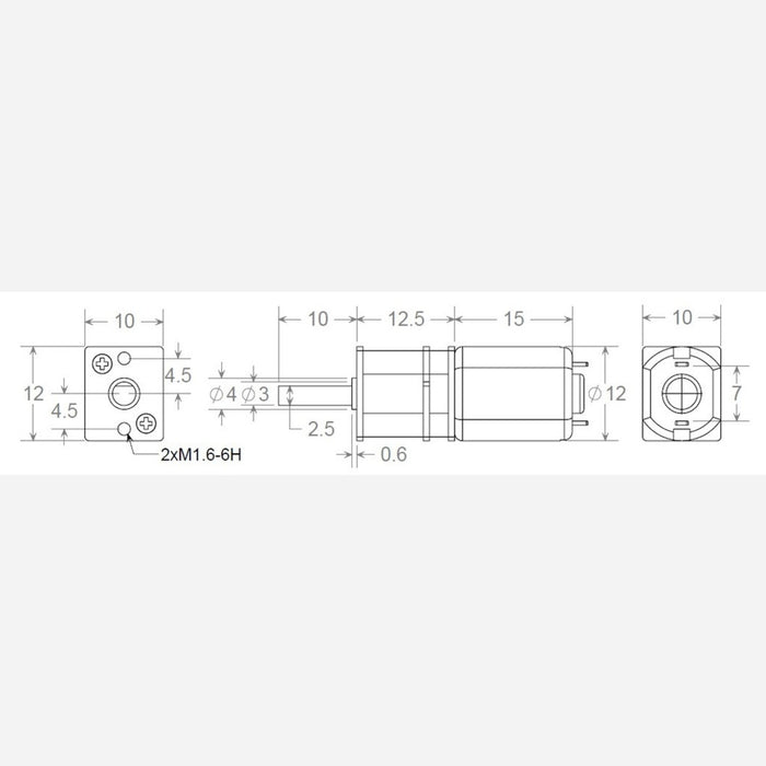 1000:1 Micro Metal Gearmotor HP 6V with Extended Motor Shaft