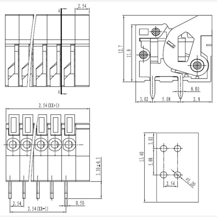 Screwless Terminal Block: 3-Pin, 0.1" Pitch, Side Entry (3-Pack)