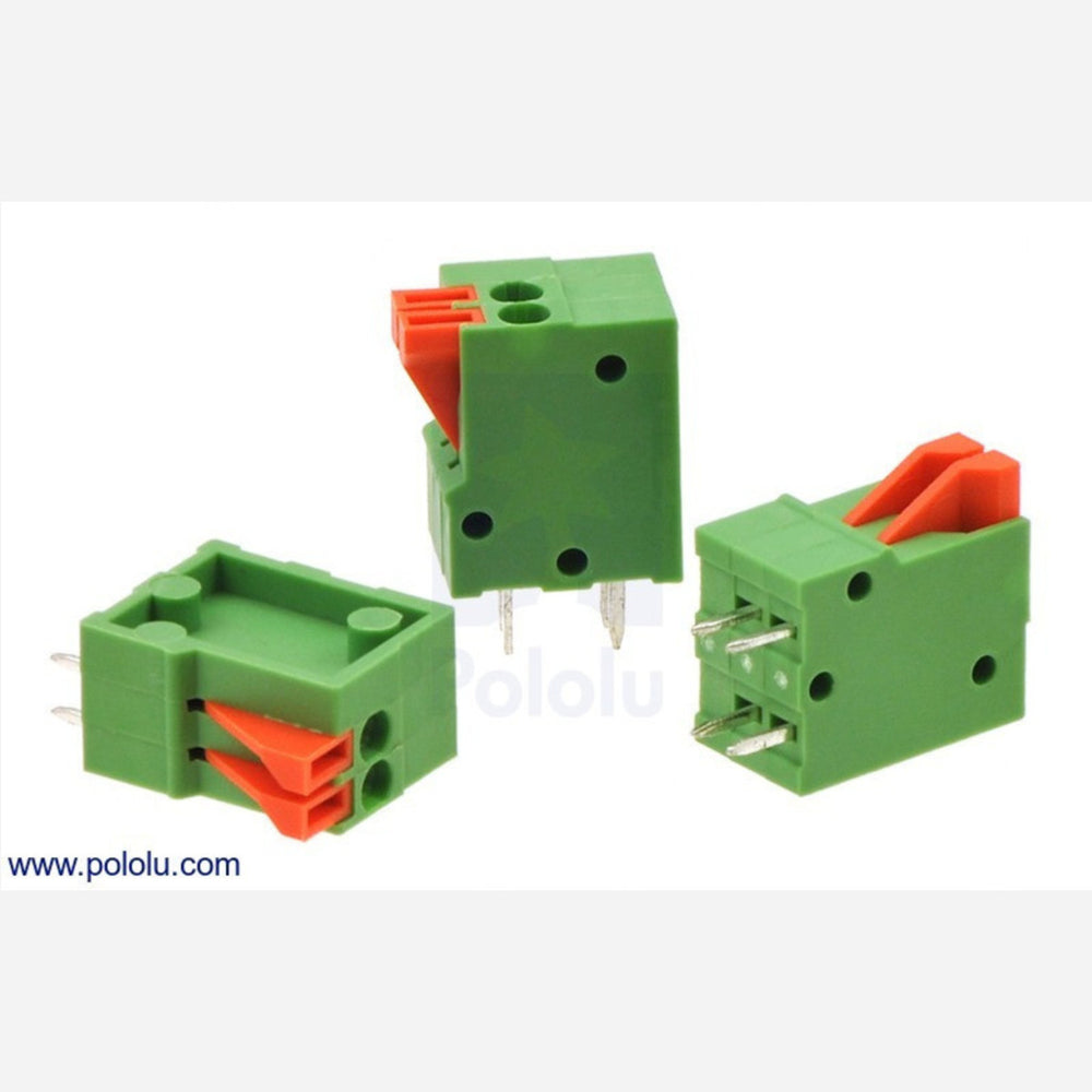 Screwless Terminal Block: 2-Pin, 0.1" Pitch, Top Entry (3-Pack)