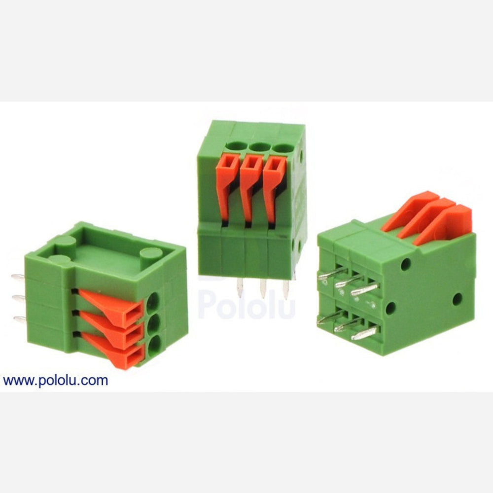 Screwless Terminal Block: 3-Pin, 0.1" Pitch, Top Entry (3-Pack)