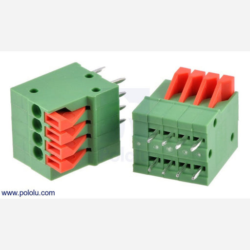 Screwless Terminal Block: 4-Pin, 0.1" Pitch, Top Entry (2-Pack)