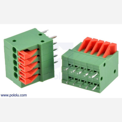 Screwless Terminal Block: 5-Pin, 0.1" Pitch, Top Entry (2-Pack)