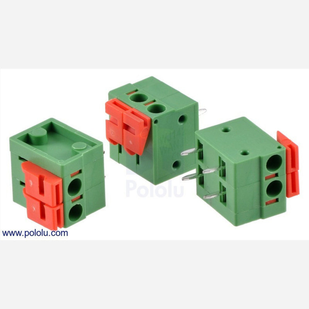 Screwless Terminal Block: 2-Pin, 0.2" Pitch, Side Entry (3-Pack)