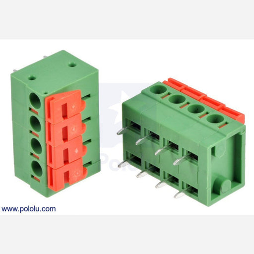 Screwless Terminal Block: 4-Pin, 0.2" Pitch, Side Entry (2-Pack)