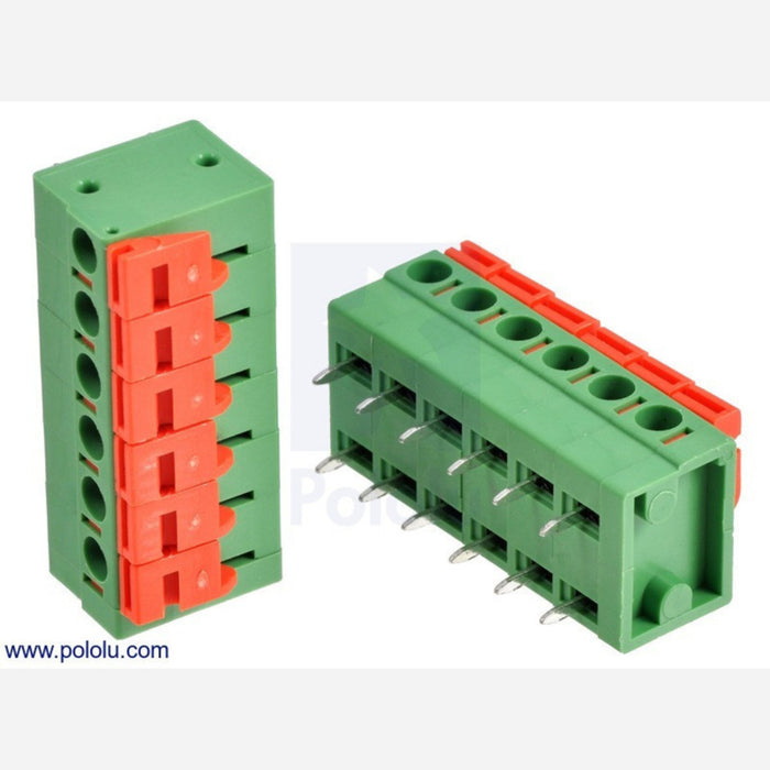 Screwless Terminal Block: 6-Pin, 0.2" Pitch, Side Entry (2-Pack)