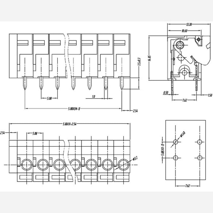 Screwless Terminal Block: 2-Pin, 0.2" Pitch, Top Entry (3-Pack)