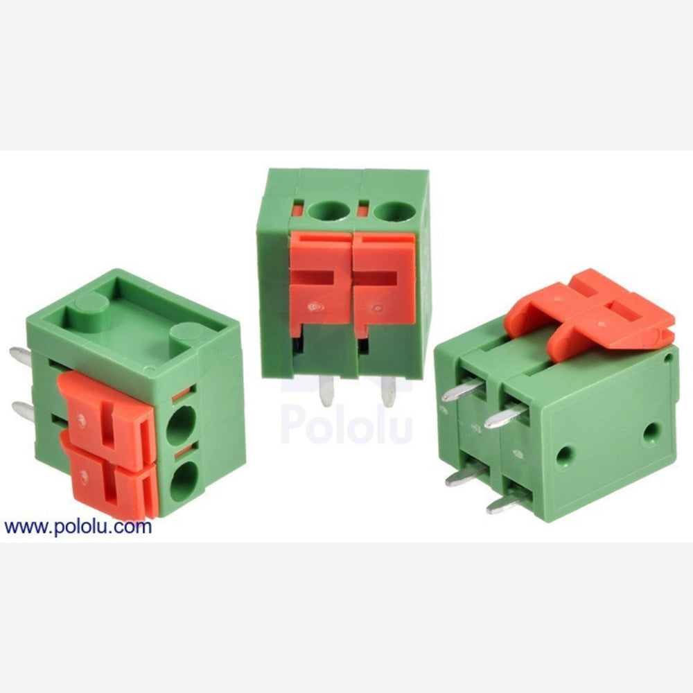 Screwless Terminal Block: 2-Pin, 0.2" Pitch, Top Entry (3-Pack)